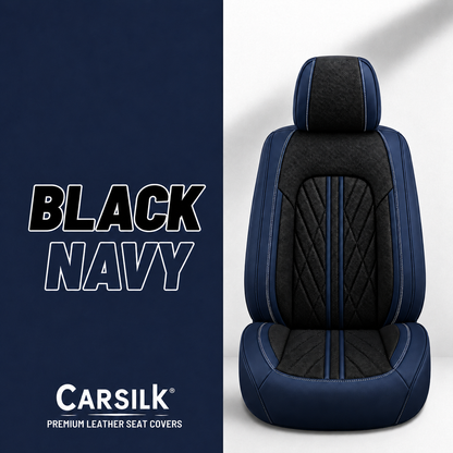 Black & Navy Breathable Waterproof Sport Eco Leather Seat Cover for Cars