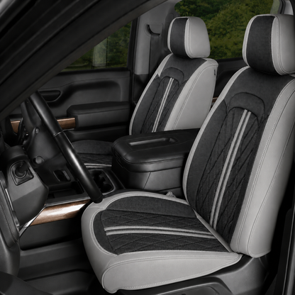 Gray & Black Breathable Waterproof Sport Eco Leather Seat Cover for Cars