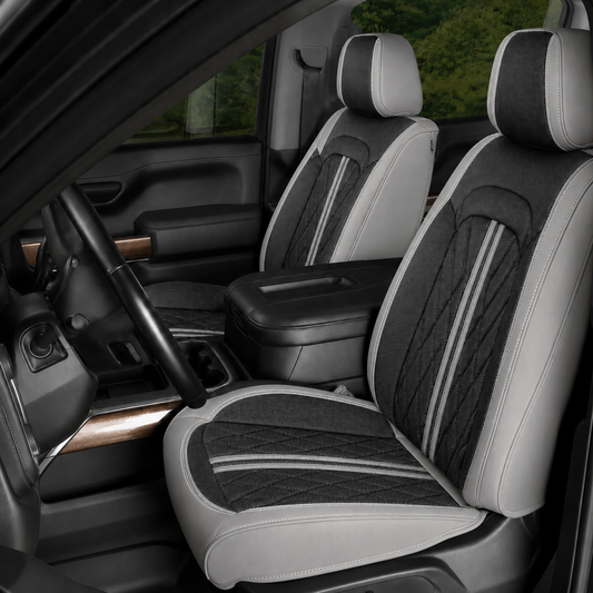 Gray & Black Breathable Waterproof Sport Eco Leather Seat Cover for Cars