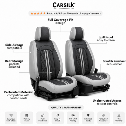 Gray & Black Breathable Waterproof Sport Eco Leather Seat Cover for Cars