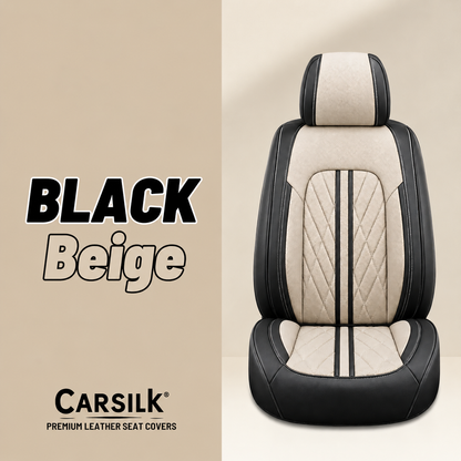 Beige & Black Breathable Waterproof Sport Eco Leather Seat Cover for Cars