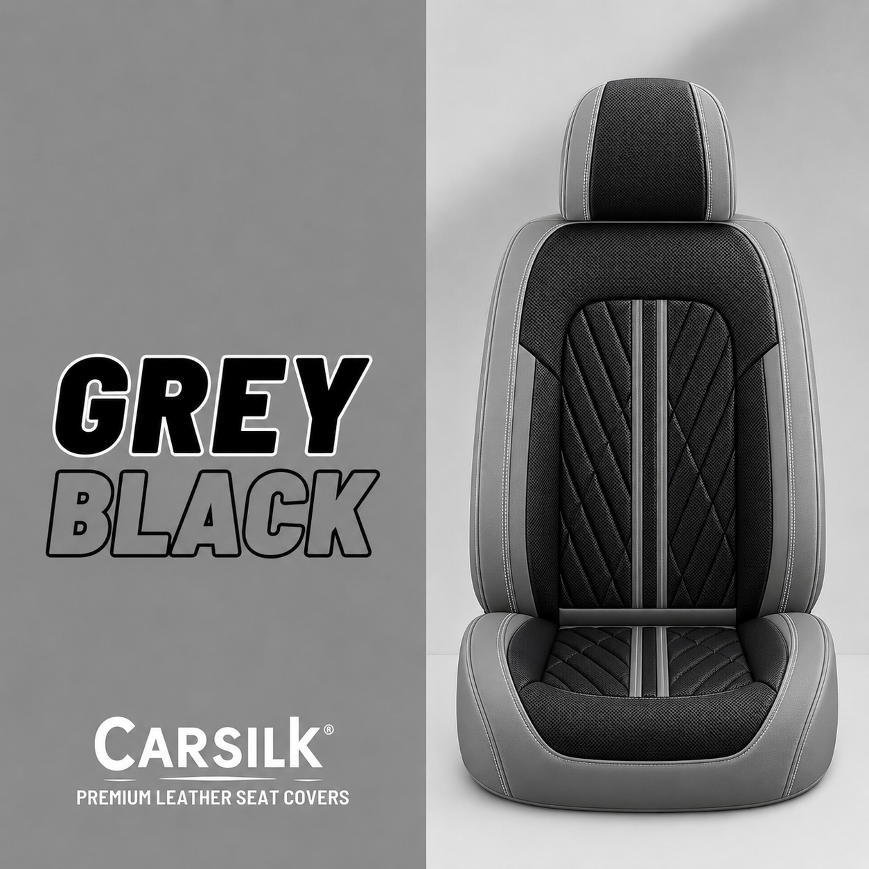 Gray & Black Breathable Waterproof Sport Eco Leather Seat Cover for Cars