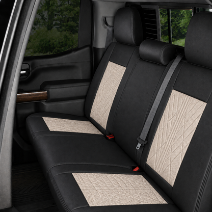 Beige & Black Breathable Waterproof Sport Eco Leather Seat Cover for Cars