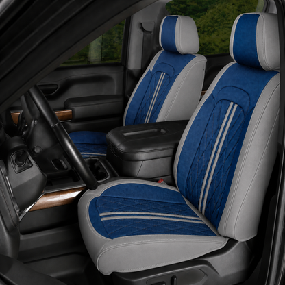 Blue & Gray Breathable Waterproof Sport Eco Leather Seat Cover for Cars