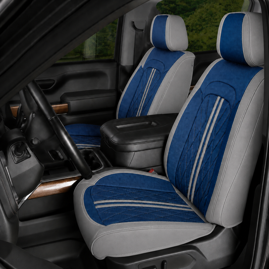 Blue & Gray Breathable Waterproof Sport Eco Leather Seat Cover for Cars