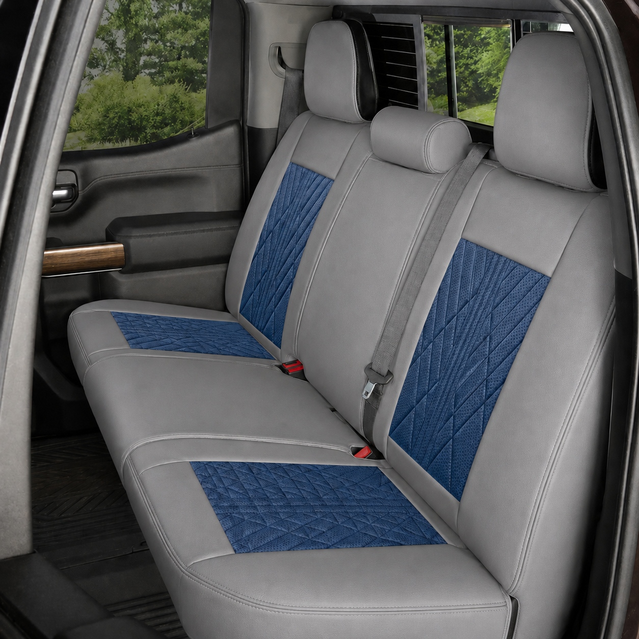 Blue & Gray Breathable Waterproof Sport Eco Leather Seat Cover for Cars