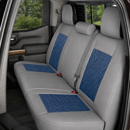 Blue & Gray Breathable Waterproof Sport Eco Leather Seat Cover for Cars