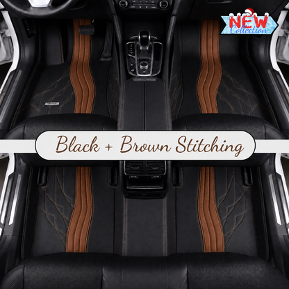 BLACK AND BROWN PATTERN PREMIUM CAR MATS SET
