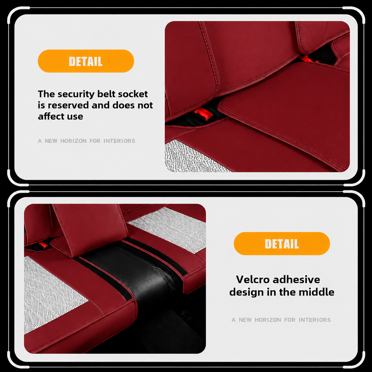 Beige & Red Breathable Waterproof Sport Eco Leather Seat Cover for Cars