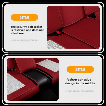 Beige & Red Breathable Waterproof Sport Eco Leather Seat Cover for Cars
