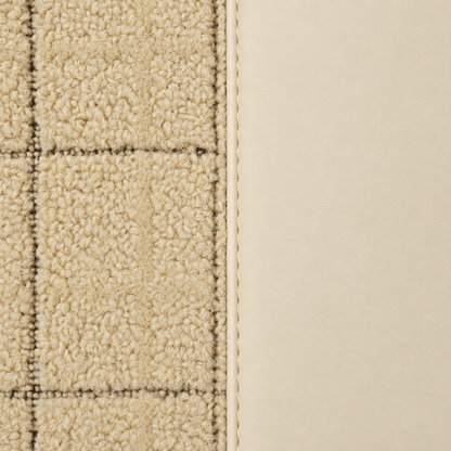 BEIGE AND RED HALF COIL DOUBLE LAYER NAPPA LEATHER CAR MATS SET
