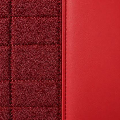 RED AND DARK BROWN HALF COIL DOUBLE LAYER NAPPA LEATHER CAR MATS SET