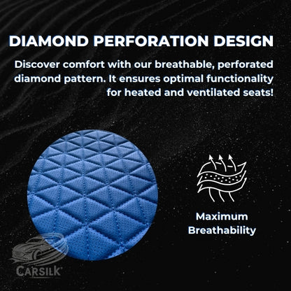 Black & Blue Breathable Waterproof Diamond Pattern Leather Seat Cover for Cars