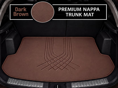 DARK BROWN LINE STYLE NAPPA LEATHER BASE TRUNK CAR MAT