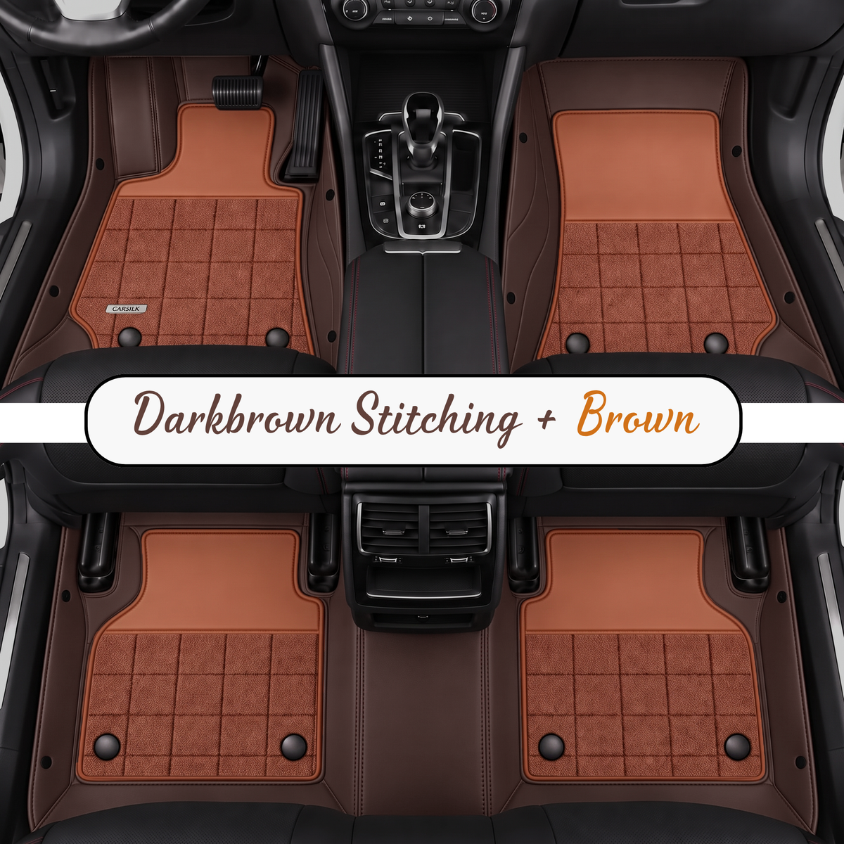 DARK BROWN AND BROWN HALF COIL DOUBLE LAYER NAPPA LEATHER CAR MATS SET