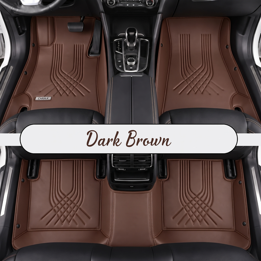DARK BROWN LINE STYLE NAPPA LEATHER CAR MATS SET