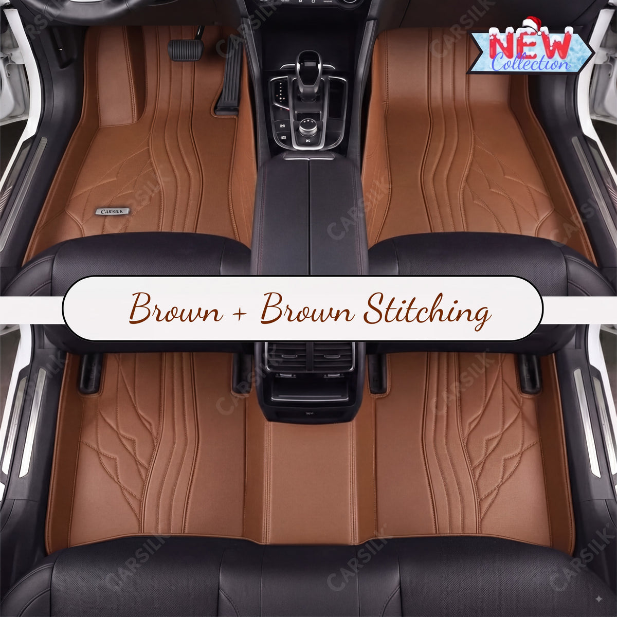 CARAMEL BROWN NAPPA LEATHER CAR MATS SET