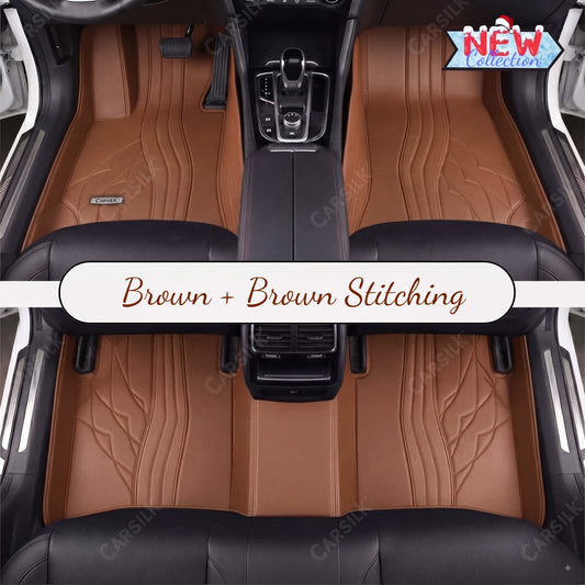 CARAMEL BROWN NAPPA LEATHER CAR MATS SET