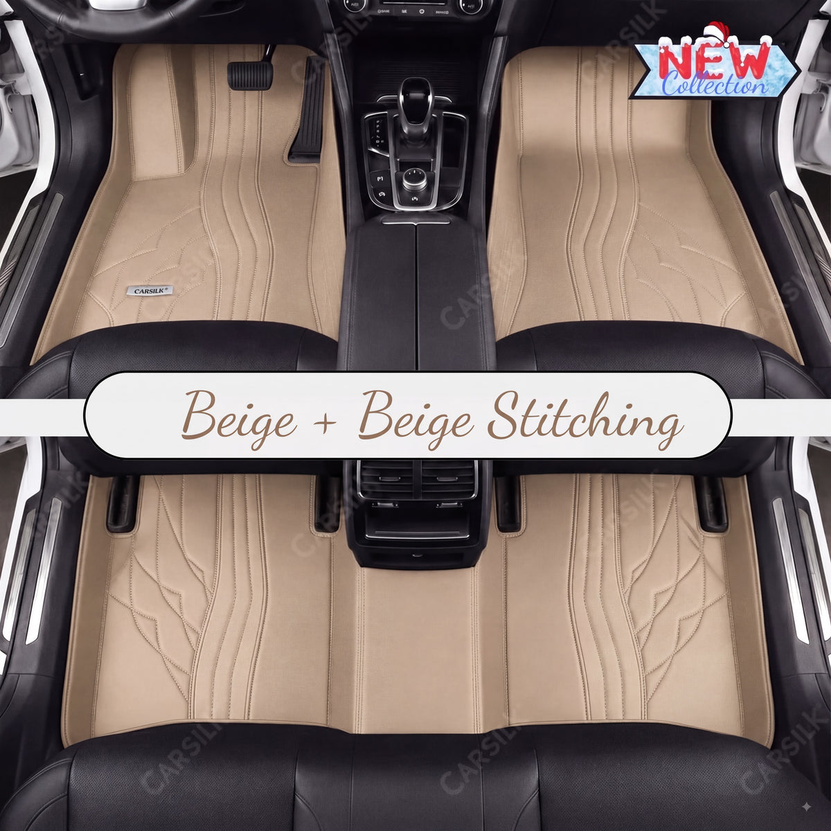 BEIGE NAPPA LEATHER CAR MATS SET