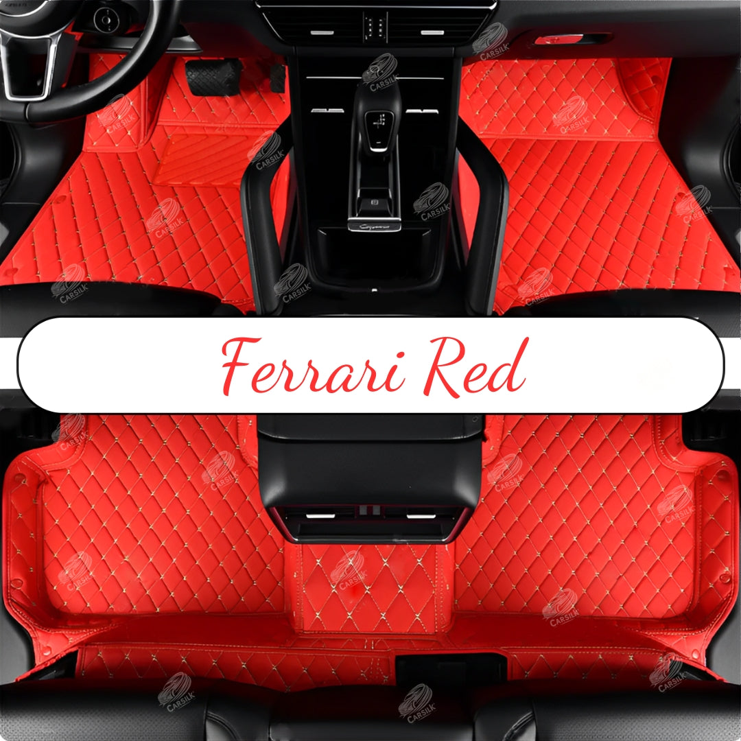 FERRARI RED DIAMOND LUXURY CAR MATS SET - Carsilks 