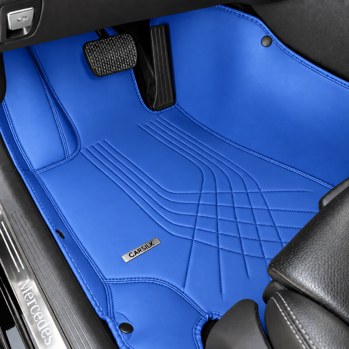 BLUE LINE STYLE NAPPA LEATHER CAR MATS SET