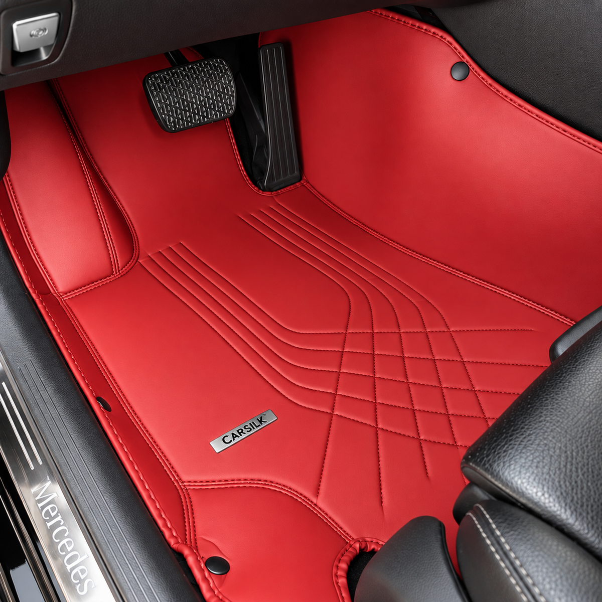 RED LINE STYLE NAPPA LEATHER CAR MATS SET
