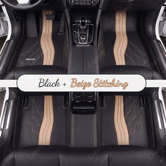 BLACK AND BEIGE NAPPA LEATHER CAR MATS SET