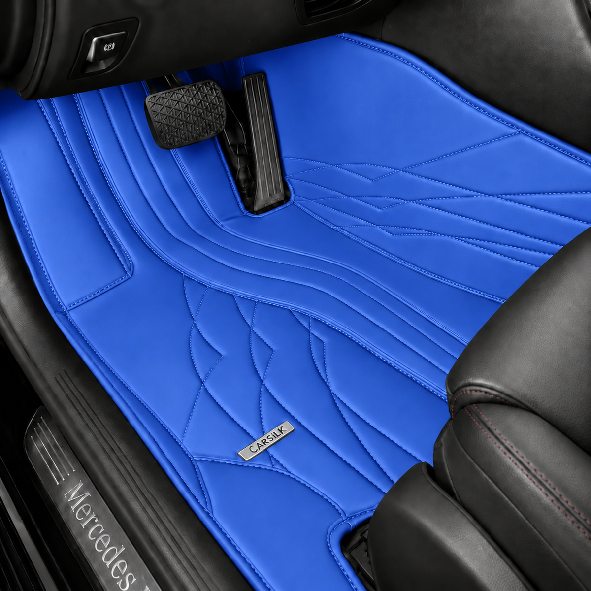 BLUE NAPPA LEATHER CAR MATS SET