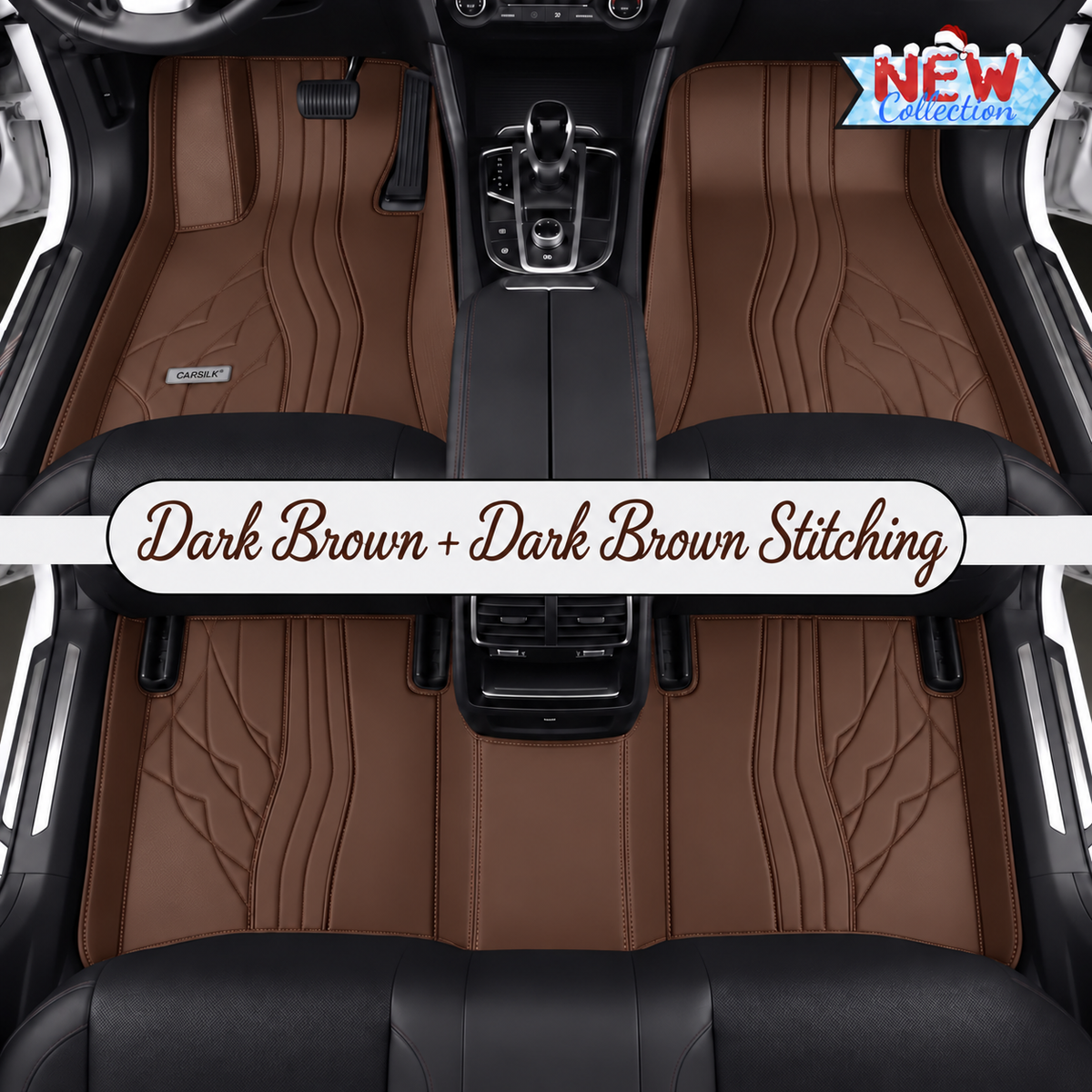 DARK BROWN NAPPA LEATHER CAR MATS SET