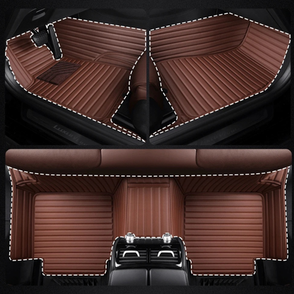 BEIGE & BEIGE STITCHING STRIPE BASE WITH BEIGE TOP CARPET DOUBLE LAYER CAR MAT SET