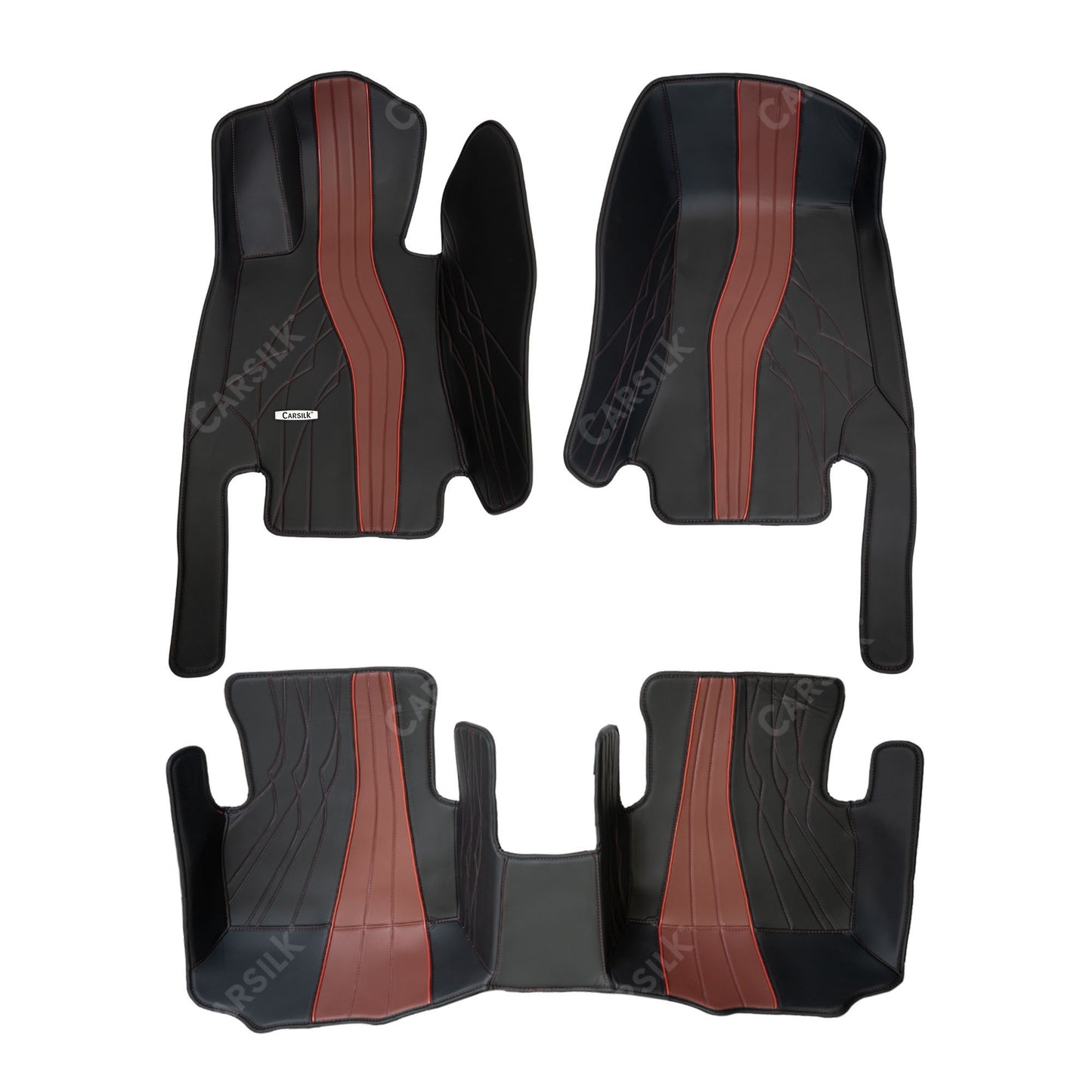 BLACK AND RED PATTERN PREMIUM CAR MATS SET - Carsilks 