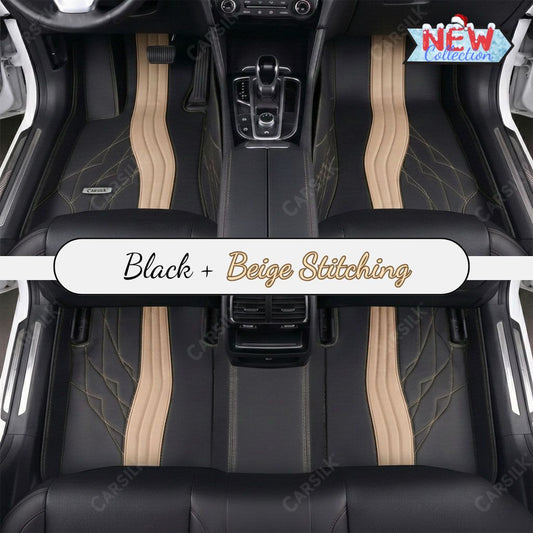 BLACK AND BEIGE PATTERN PREMIUM CAR MATS SET - Carsilks 