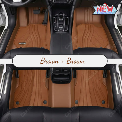 CARAMEL BROWN PATTERN DOUBLE LAYER PREMIUM CAR MATS SET - Carsilks 