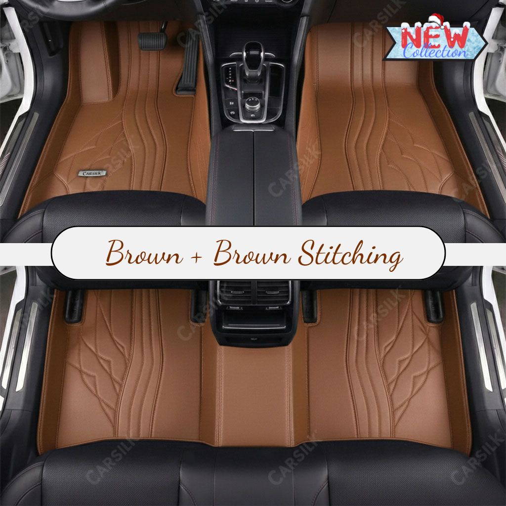 CARAMEL BROWN PATTERN PREMIUM CAR MATS SET - Carsilks 
