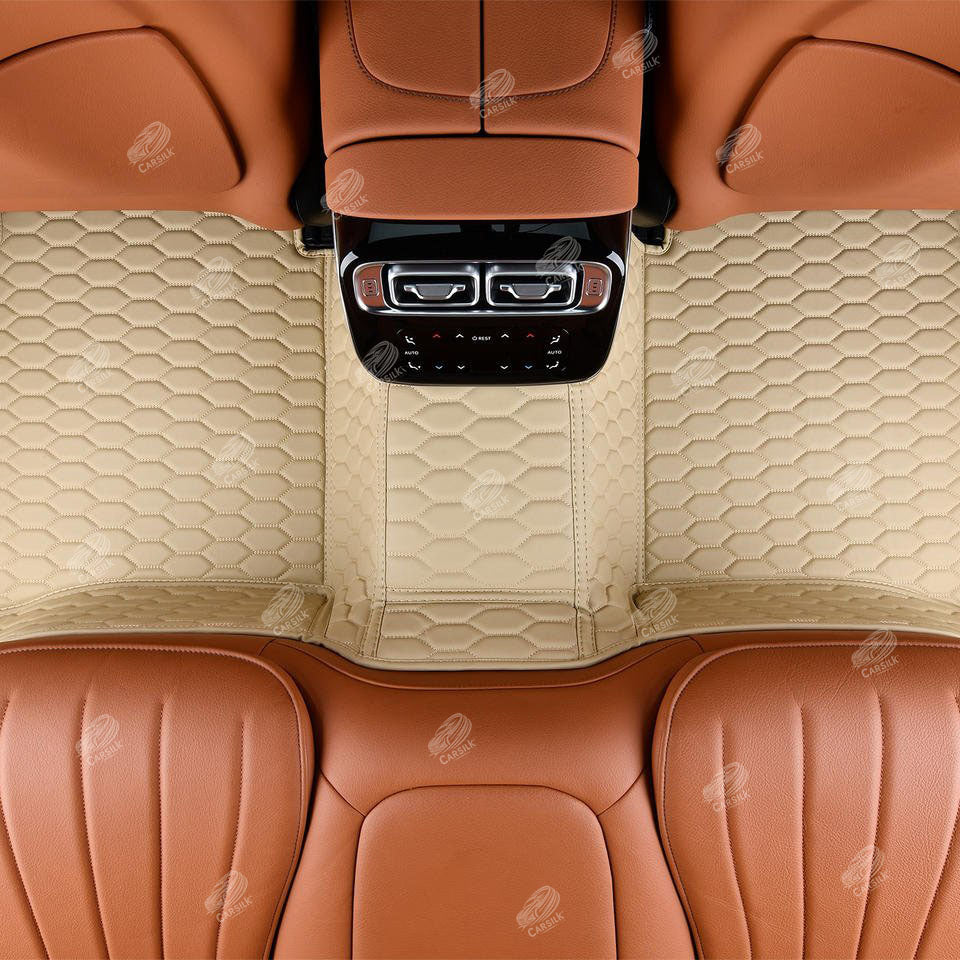 CREAM BEIGE STITCHING HONEY COMB LUXURY CAR MATS SET - Carsilks 