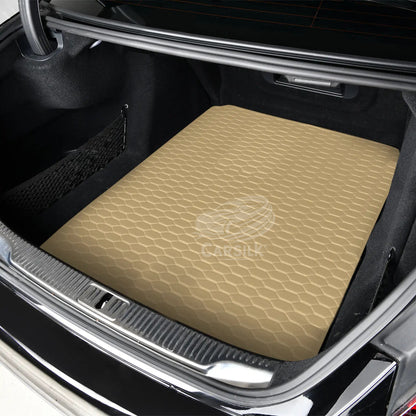 CREAM BEIGE HONEYCOMB LUXURY BASE TRUNK CAR MATS SET