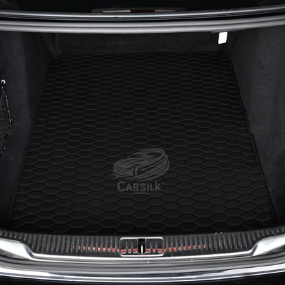 BLACK & BLACK STITCHING HONEY COMB LUXURY BASE TRUNK CAR MATS SET