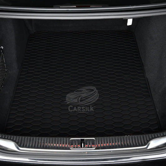 BLACK & BLACK STITCHING HONEY COMB LUXURY BASE TRUNK CAR MATS SET