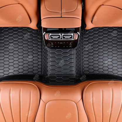 BLACK STITCHING HONEY COMB LUXURY CAR MATS SET