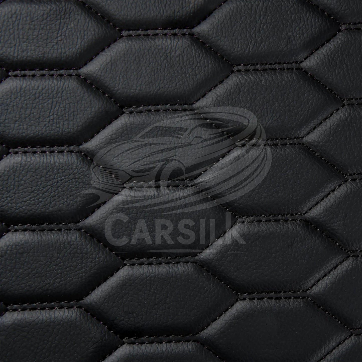 BLACK & BLACK STITCHING HONEY COMB LUXURY CAR MATS SET - Carsilks 