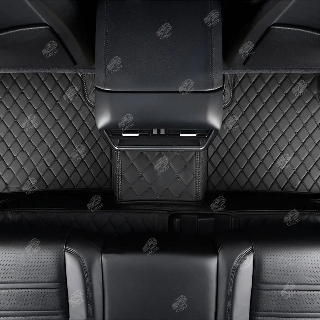 BLACK & BLACK STITCHING DIAMOND LUXURY CAR MATS SET