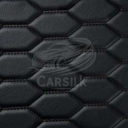 BLACK & BLACK STITCHING HONEY COMB LUXURY BASE TRUNK CAR MATS SET