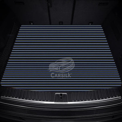 BLACK & BLUE STITCHING STRIPE LUXURY BASE TRUNK CAR MATS SET