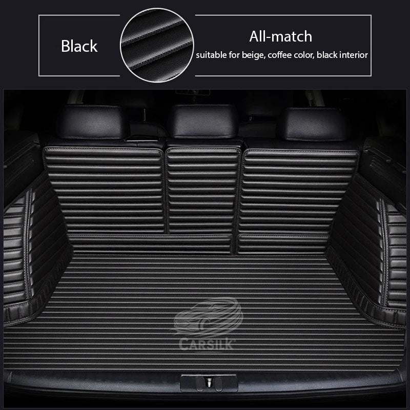 BLACK & BLACK STITCHING 3D SERIES STRIPE LUXURY TRUNK CAR MATS SET