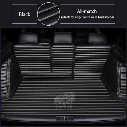 BLACK & BLACK STITCHING 3D SERIES STRIPE LUXURY TRUNK CAR MATS SET