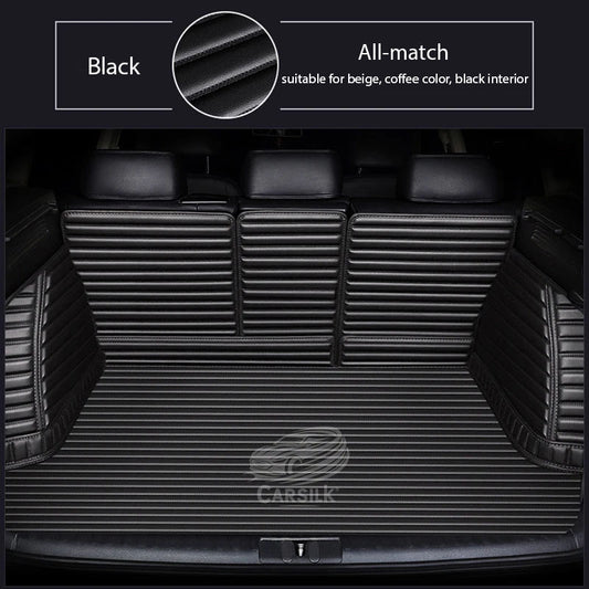 BLACK STITCHING 3D STRIPE LUXURY TRUNK CAR MATS SET - Carsilks 