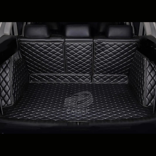 BLACK & BLACK STITCHING 3D SERIES DIAMOND LUXURY TRUNK CAR MATS SET