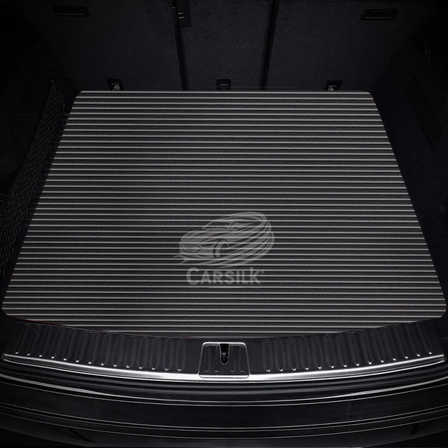 BLACK & BLACK STITCHING STRIPE LUXURY BASE TRUNK CAR MATS SET