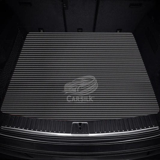 BLACK & BLACK STITCHING STRIPE LUXURY BASE TRUNK CAR MATS SET - Carsilks 