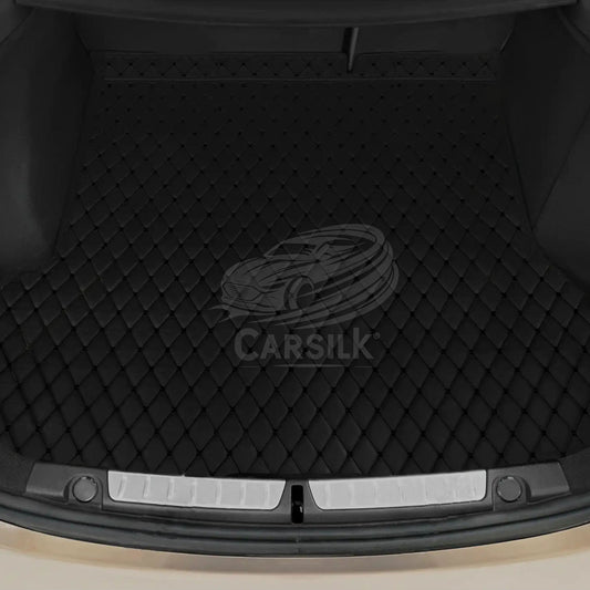 BLACK & BLACK STITCHING DIAMOND LUXURY TRUNK CAR MATS SET - Carsilks 